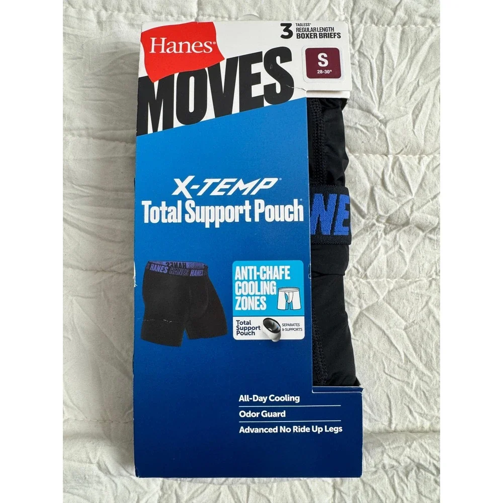 Hanes Moves X-Temp Total Support Pouch NEW Boxer Briefs 3 Pack Mens Small